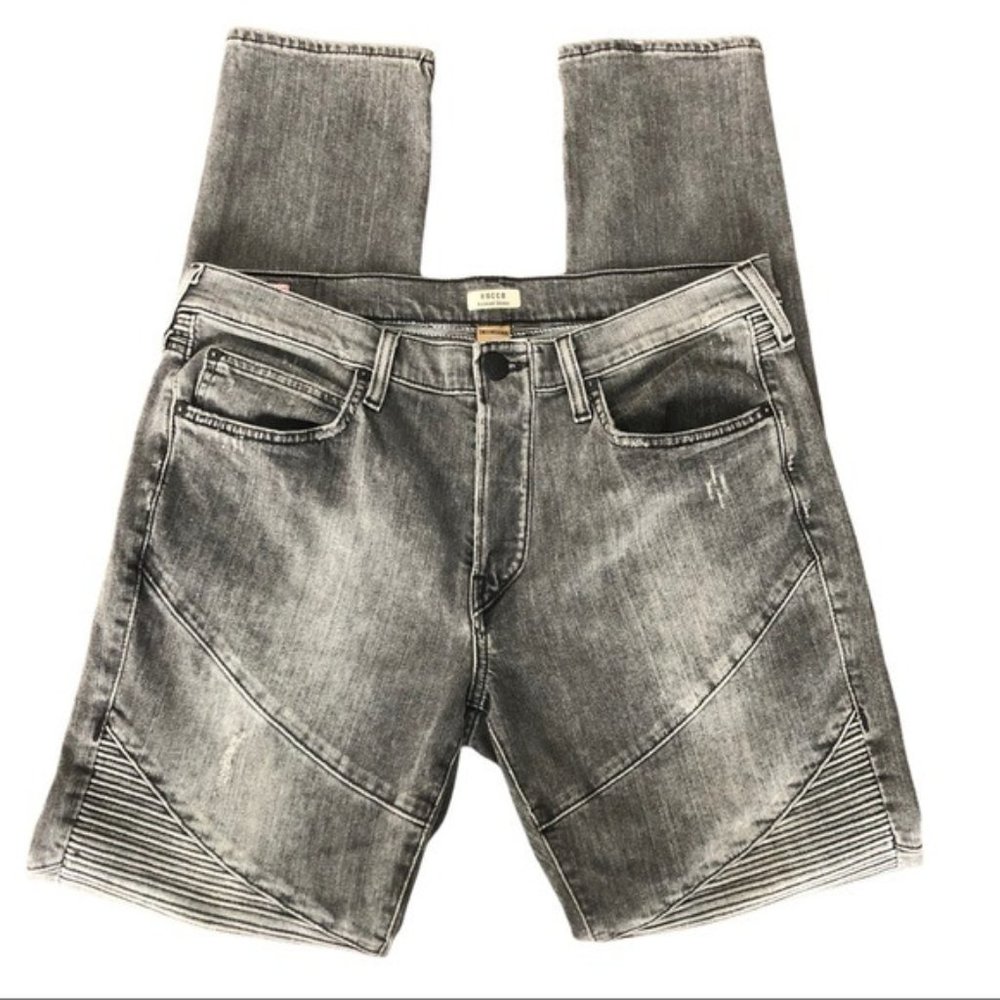 True Religion Black Denim Rocco Moto Biker Jeans